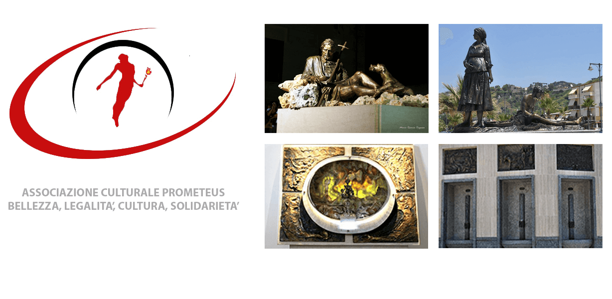 Logo Prometeus e immagini di opere realizzate dall'Associazione Logo Prometeus e quattro immagini di opere realizzate